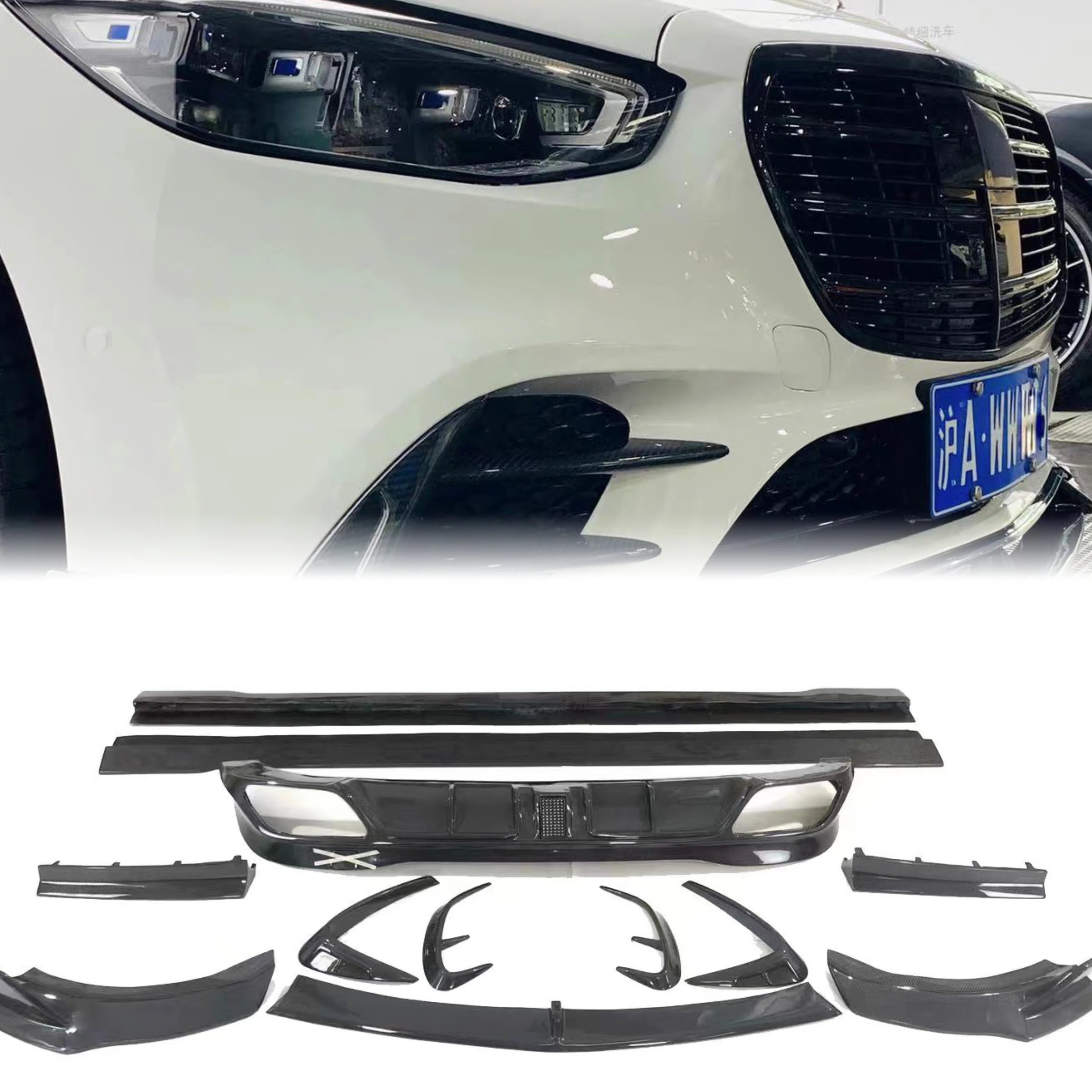 

Car Accessories Set S450 S500 For MB Front Lip Side Skirts Rear Diffuser Bumper Carnard