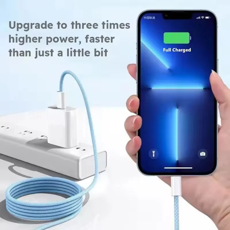 Cable PD 35W Carga Rápida para iPhone 13 14 Pro Max 11 12 mini X XR XS Max 7 8 Plus USB-C Datos Trenzado 1m 2m 4