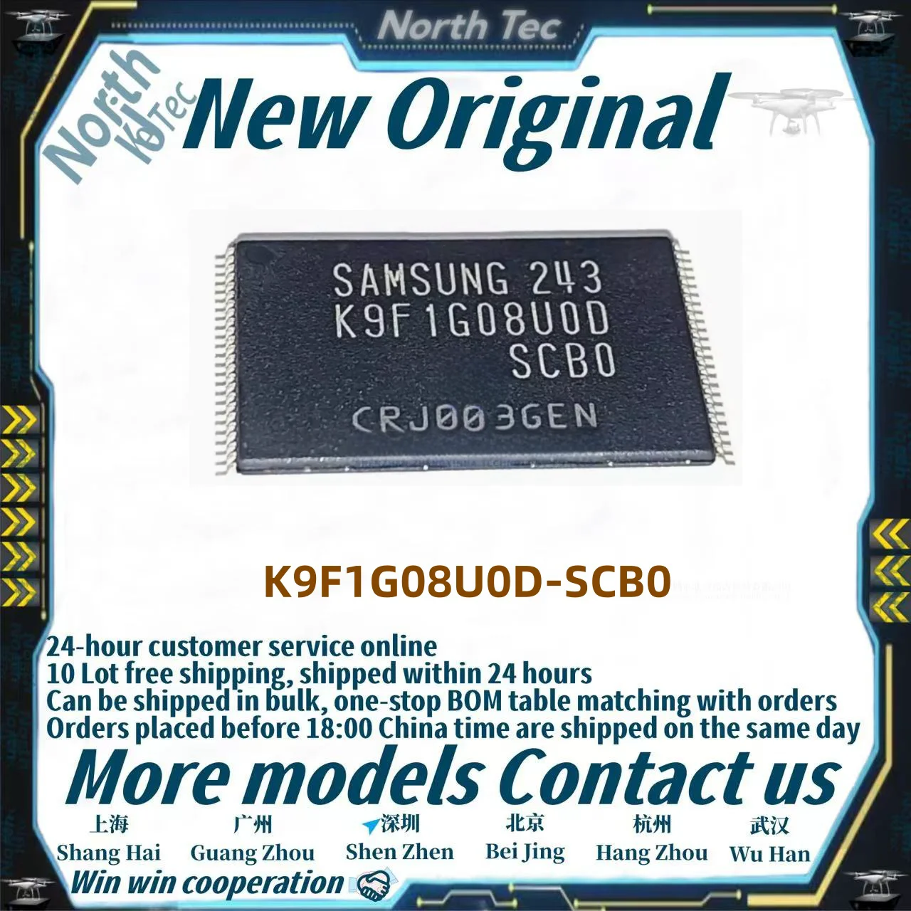 10pcs/Lot New original K9F1G08UOD-SCBO K9F1G08U0D-SCB0 K9F1G08U0D TSSOP-48 in stock