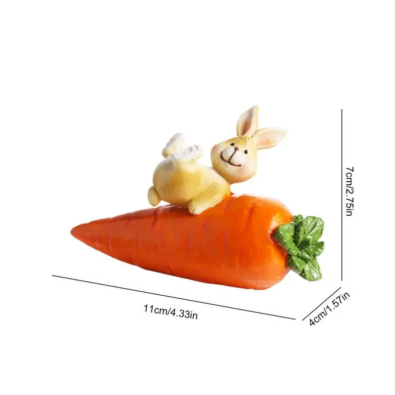 Easter Resin Bunny Statues Bunny Figurine Statues Resin Table Ornaments With Carrot Easter Animal Sculpture Spring Cute Home