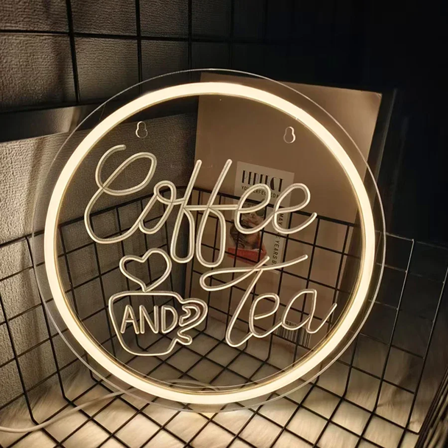 

Led Neon Light For Coffee Station,Tea Bar,Restaurants,Farm House,Kitchen Decoration，Coffee And Tea Neon Sign For Wall Decor