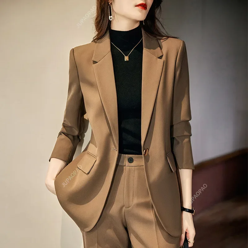 

Temperament Women Spring Blazer Thin Fashion Casual Solid OL Suits Autumn Long Sleeve Coats Jackets Female Tops Commuting Style