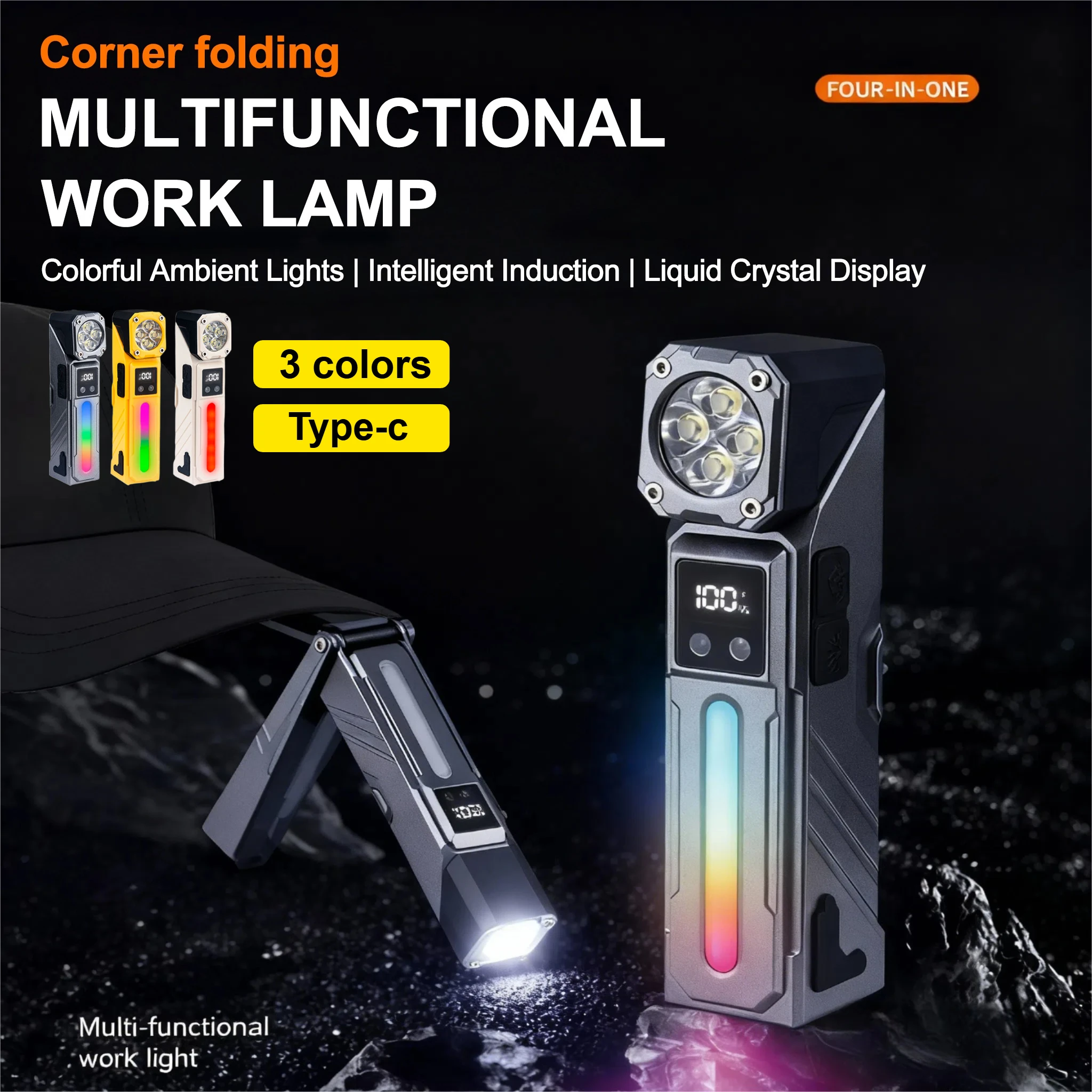 

Многофункциональный светодиодный налобный фонарь с цифровым дисплеем и датчиком движения Перезаряжаемая фара USB-C для езды на велосипеде, бега