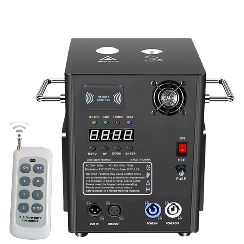750W Kaltfunkeneffektmaschine mit DMX-Fernbedienung, Spezialeffektmaschine, Feuerwerksmaschine für Party, Hochzeit, Disco, DJ, Bar, Event, Tanz