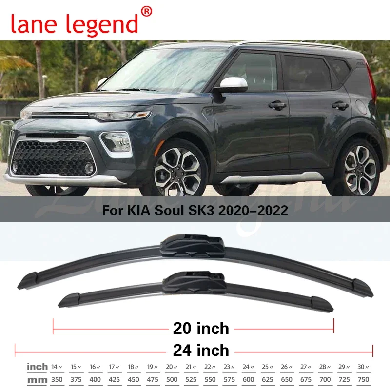 2x For Kia Soul SK3 2020 2021 2022 MK3 Winter Wiper Blades Rubber Windscreen Windows Cleaning Replacement Car Accessory 24\