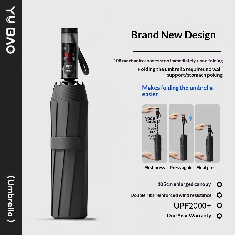 

Fully Automatic Anti-Rebound Umbrella, UPF2000 UV Protection,Heavy Duty Windproof, All-Weather Sun Rain Compact Folding Umbrella
