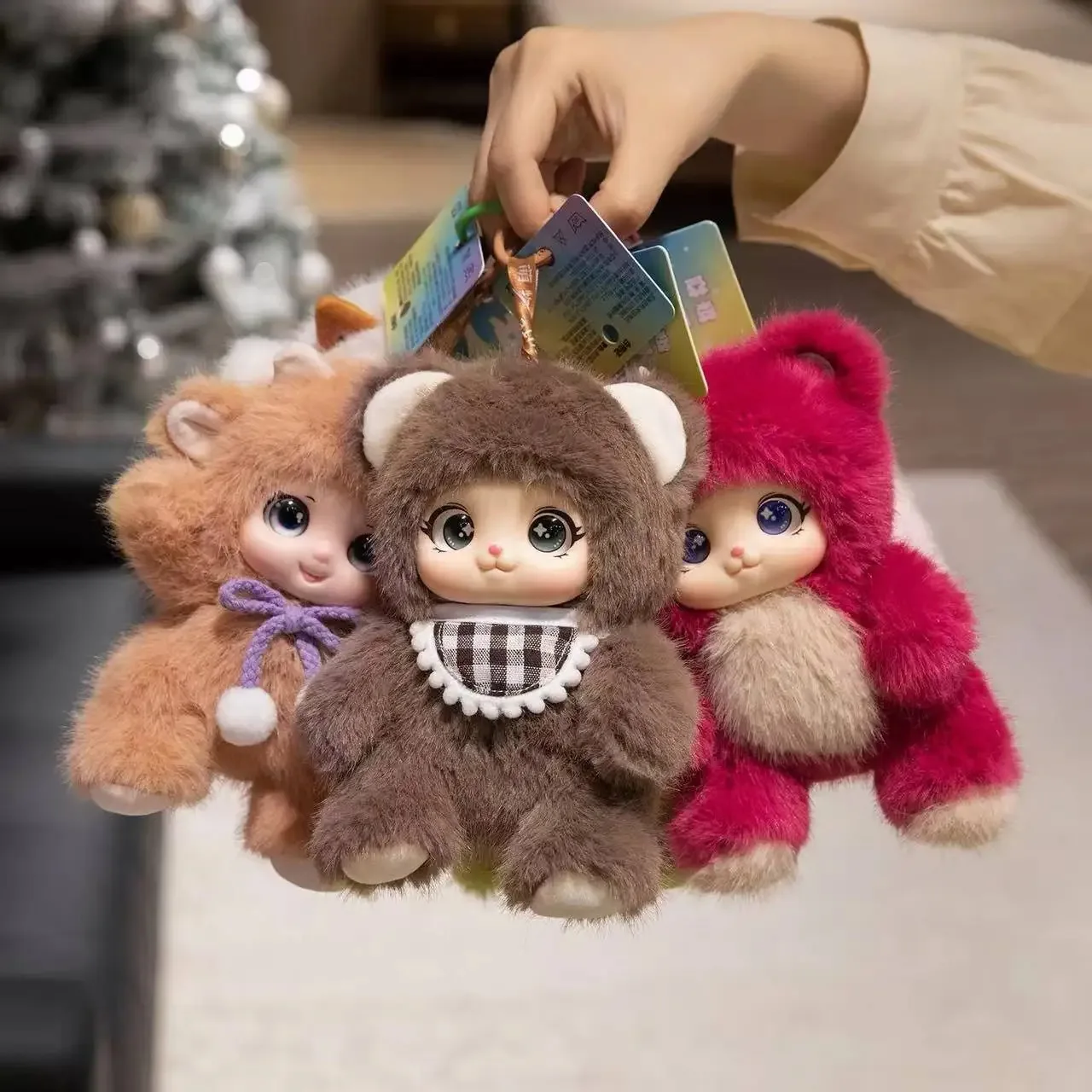 18cm /Kawaii Cute Animals Vinyl Face Plush Toys Animal Toys Pendant Rabbit Bear Sheep Gift for Animal Enthusiasts Kids Hang Bag