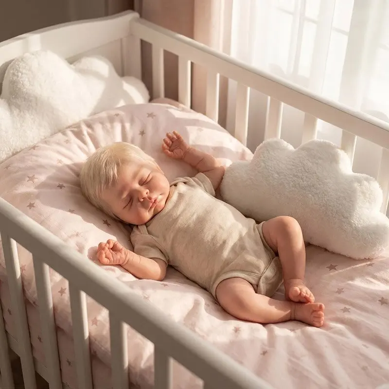 

48CM Sleeping Reborn Baby Doll Christopher with Rooted Blonde Hair Hand Painted Silicone Baby Doll