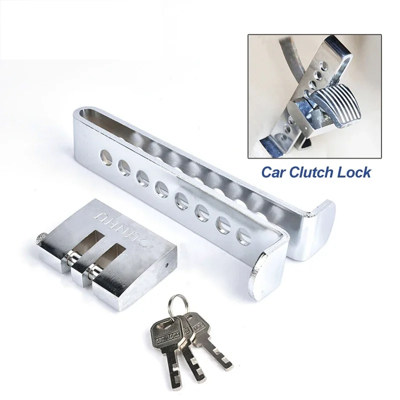 Adjustable Brake Pedal Lock with 2 Keys - Heavy Duty Stainless Steel Anti-Theft for Vehicles, Universal Security System