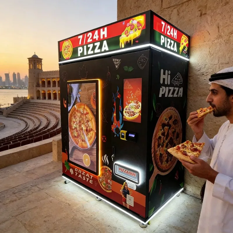 Custom Pizza Vending Machine Supports QR Code and Token Payment, Touch Screen 24-hour Operation Hot Food Vending Machine