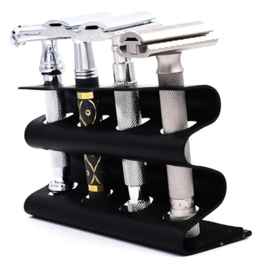 

Подставка для бритв Parker Double Edge, латунь с черным покрытием, вмещает 4 бритвы, подставка Parker с мягким основанием, отличное решение для длительного хранения.