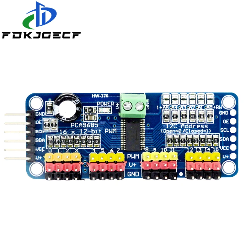 Picture 4: 16 Channel 12-bit PWM Servo motor Driver-I2C interface PCA9685 module Raspberry pi shield module servo shield