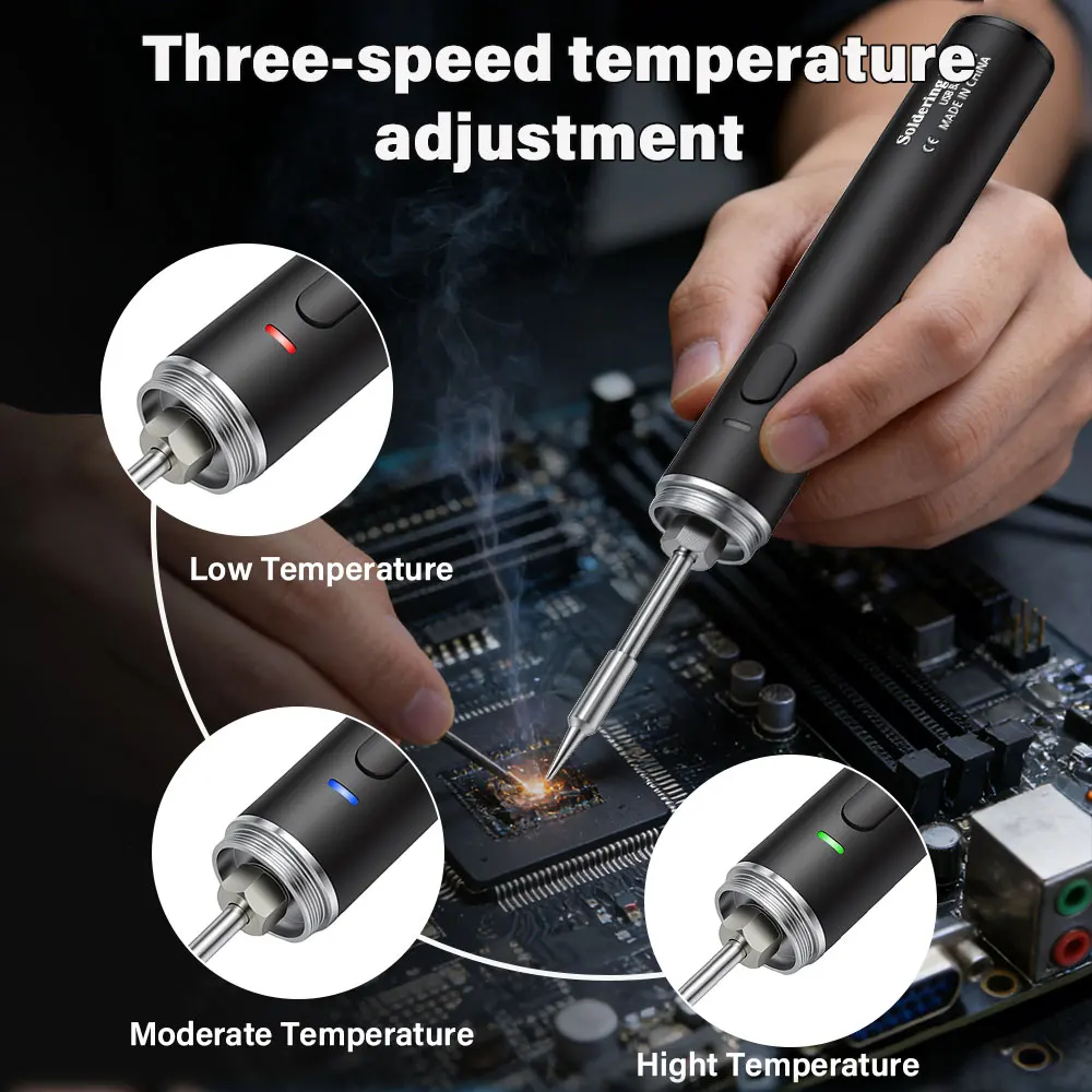 

Беспроводной паяльник с USB-зарядкой, портативный набор для пайки 8 Вт, с регулировкой температуры, инструмент для ремонта электроники и сварки