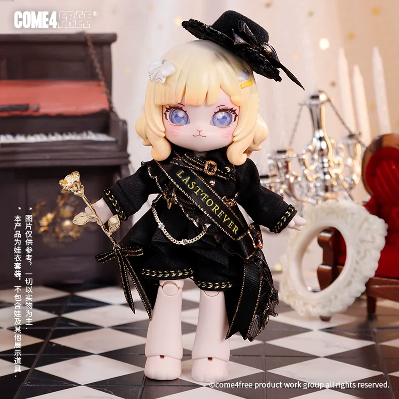 COME4FREE Black Knight Dress Outfit Set for 1/12 BJD Doll Compatible with OB11 Doll Clothes Accessories Toys And Hobbies