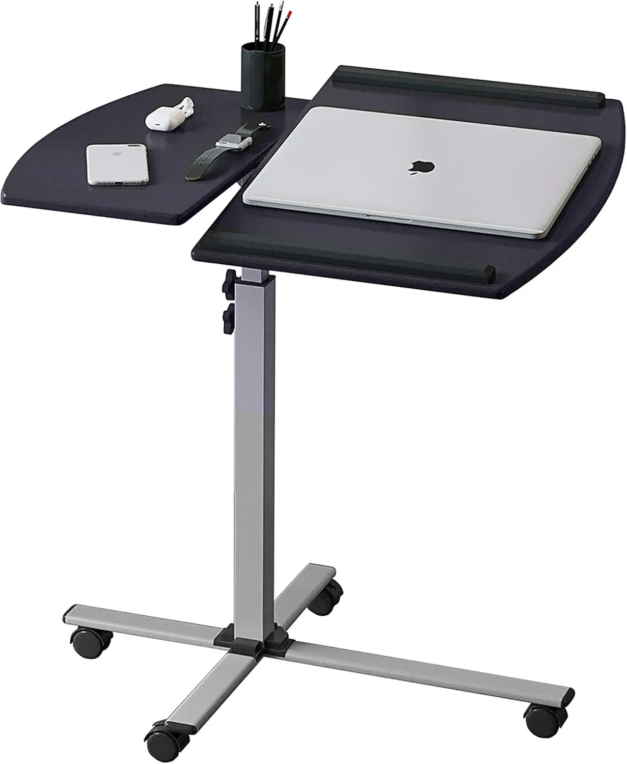 

Adjustable Rolling Laptop Cart with Locking Casters, Graphite Finish, Height Adjustable