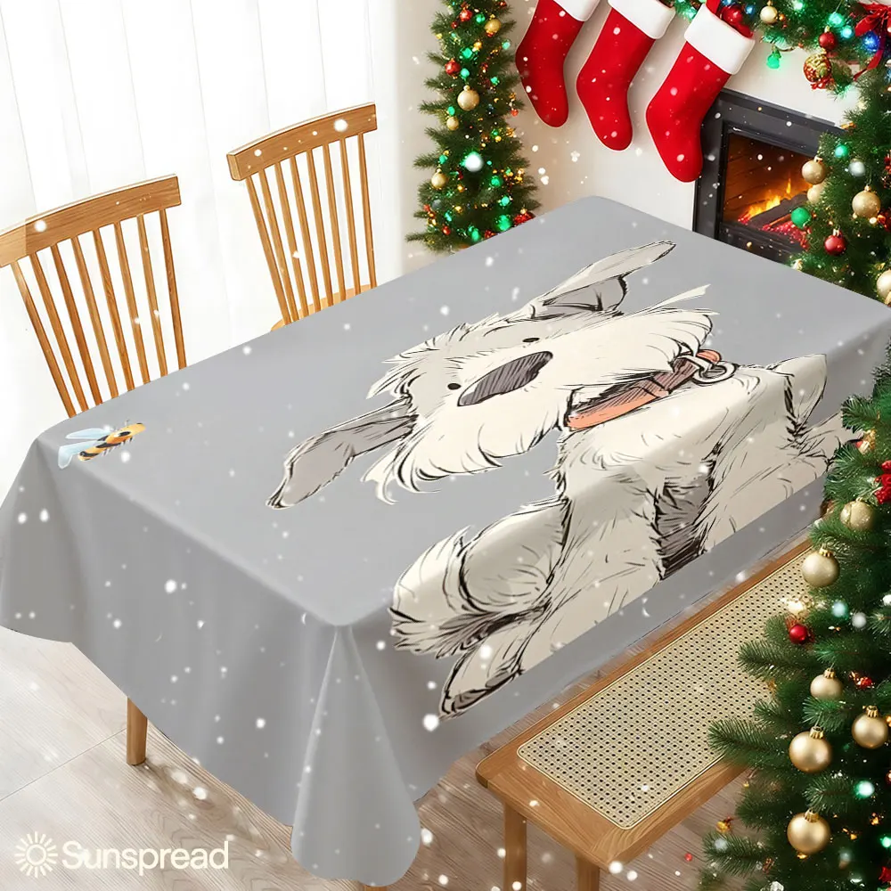 Shaggy Dog Bee Waterproof table cloth, splash-proof tablecloth, for party, Halloween, Christmas, dining, camping