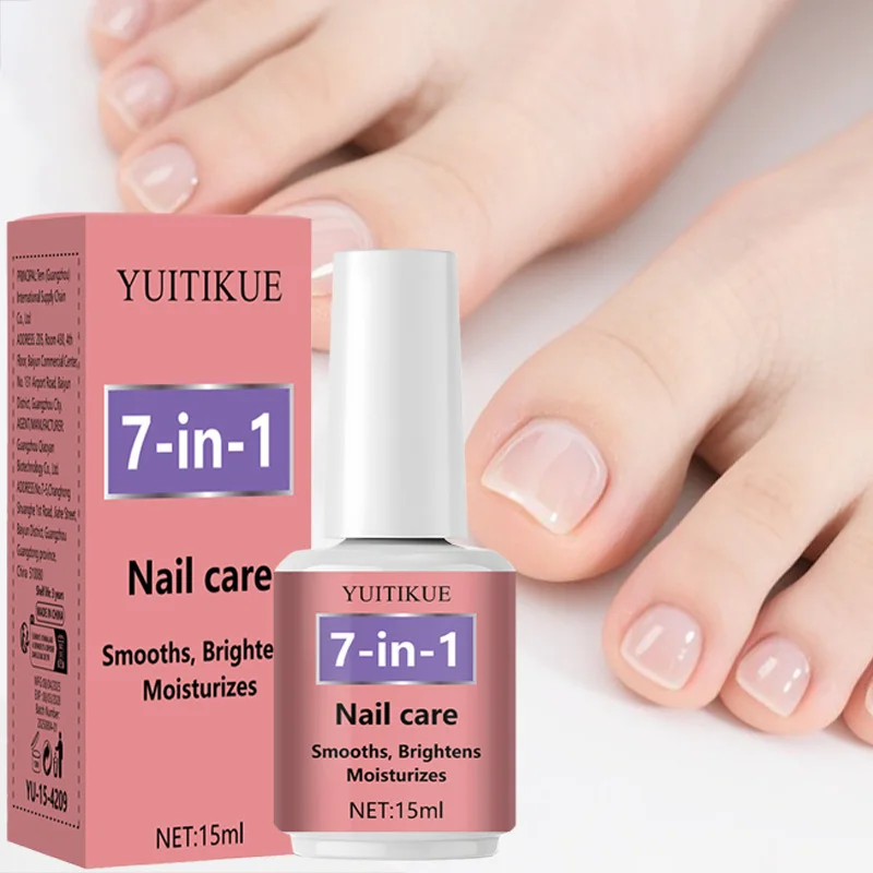 YUITIKUE 7-in-1 Nail Polish 15ml - Smooths, Brightens & Moisturizes Nails, Fast Drying, Non-Sticky Base Coat & Top Coat