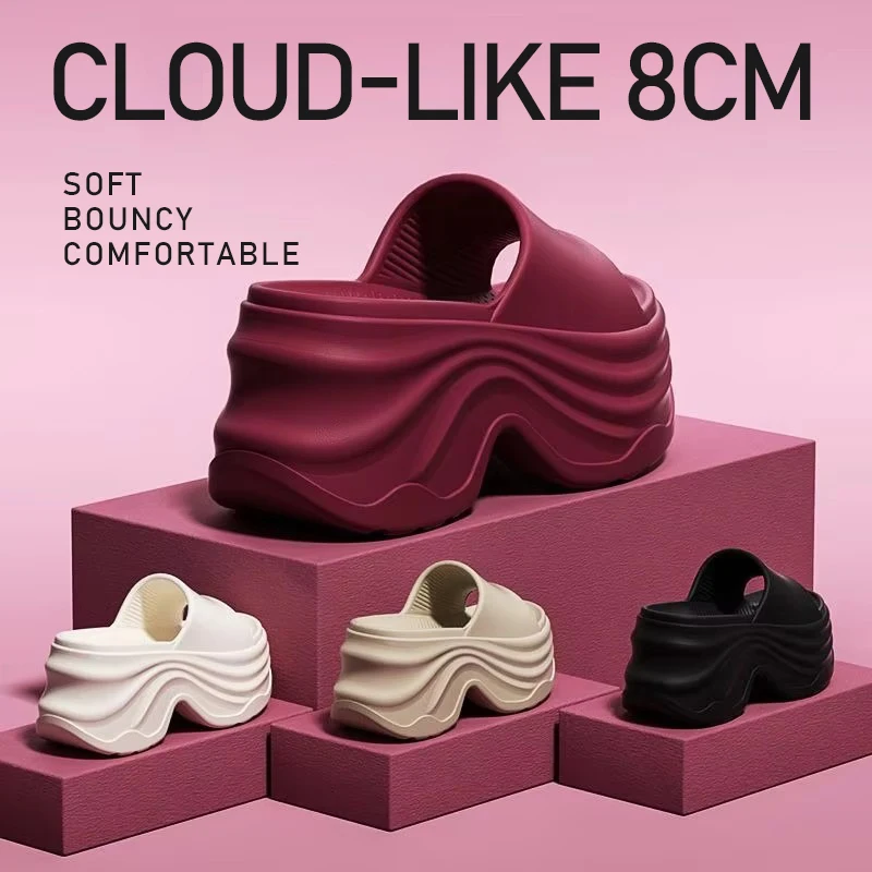 Women's Outer Wear Height-Increasing Thick-Soled EVA Anti-Slip Sandals Fashionable Women's High-Heeled Slippers