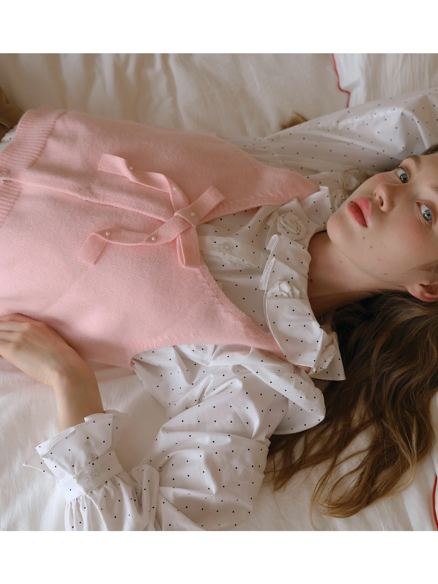 2025 Neue sanfte Wind geschichtete Strickweste Oberbekleidung rosa Fliege offene Strickjacke Top Damen Faion Pendeln Sle Ort Länge