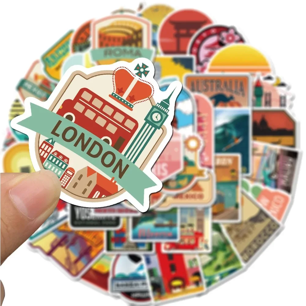 50pcs Travel City Landscape Graffiti Stickers Aesthetic Phone Bike Wall Scrapbook Motorcycle Cartoon Sticker for Kids Toys Gifts