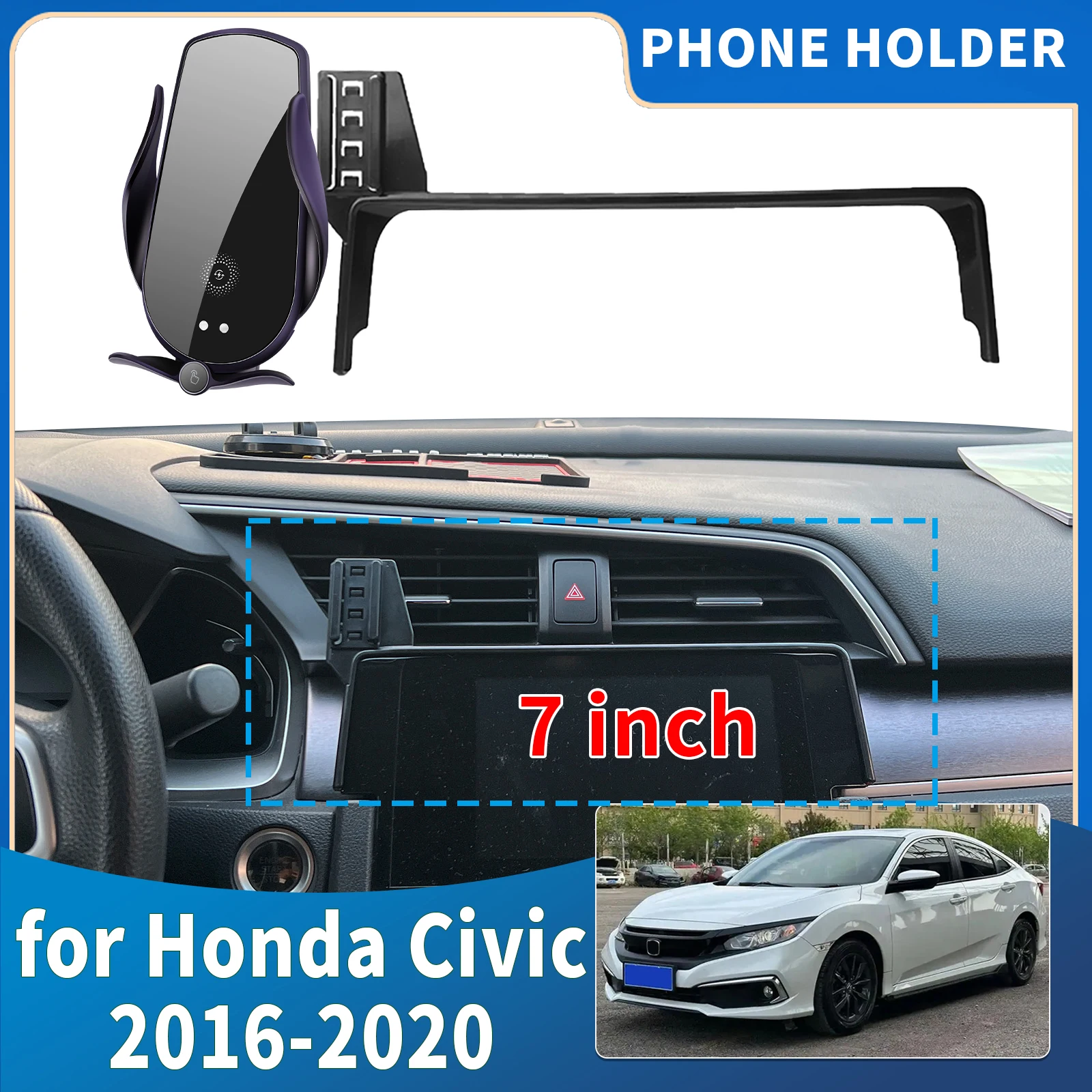 

fit for Honda Civic 2016 2017 2018 2019 2020 Hatchback TYPE R Integrated Screen Mount Phone Holder Mount Car accessoires