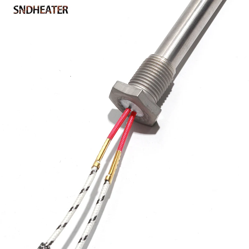 SNDHEATER 1pc M16/16mm Thread Cartridge Heater 12*100mm 12V 24V 36V 50/100/150/200/300W Immersion Thread Mount Single Head Tube