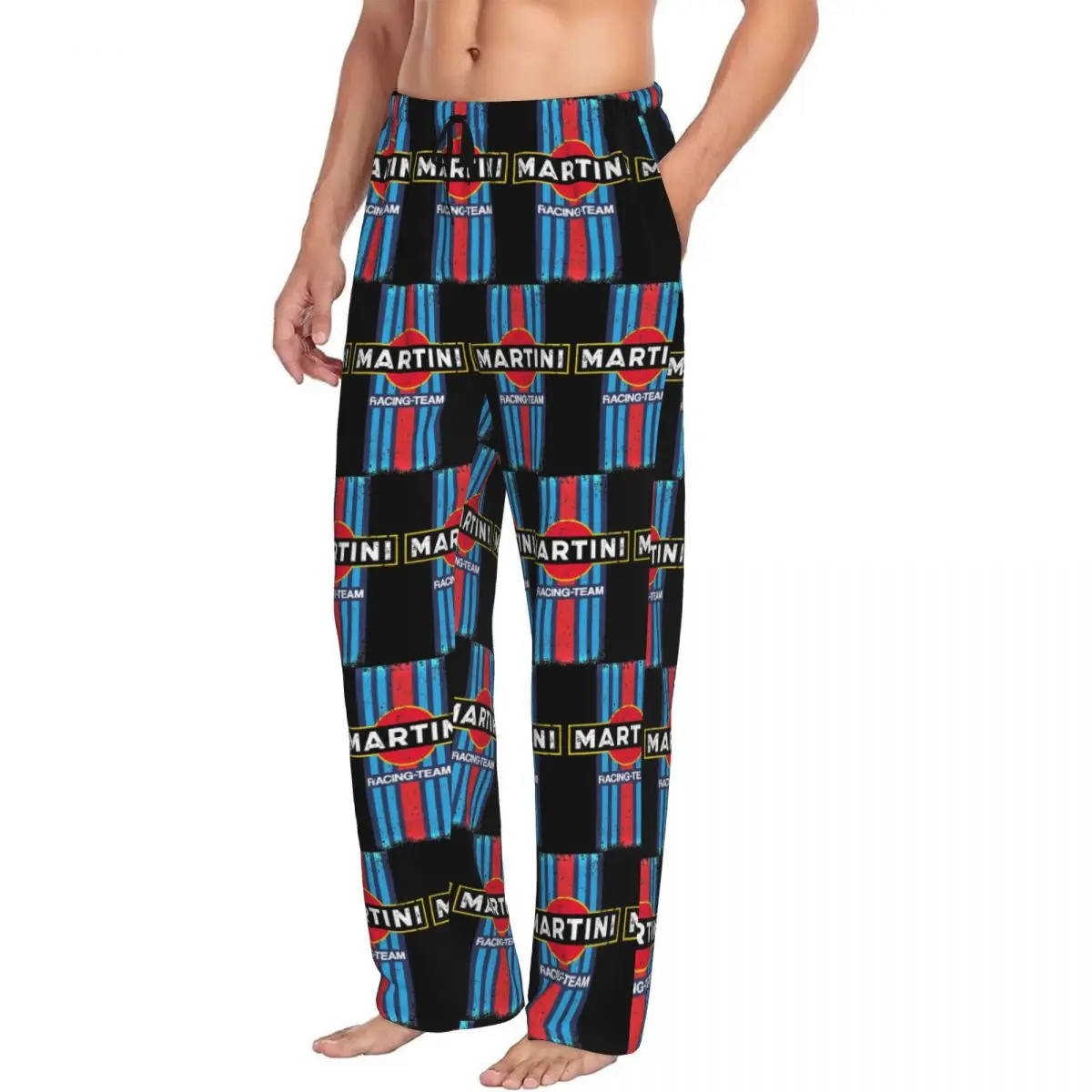 Custom Martinis Race Sportscar Motor Racing Men Pajama Pants Lounge Sleep Sleepwear Bottoms with Pockets