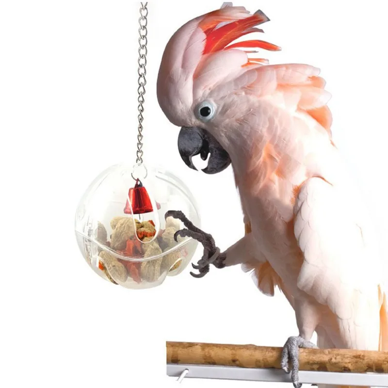 Pets Bird Parrot Food Feeder Foraging Bell Chain Ball Cage Feeding Chew Toy Creative Birds Parrot Feeder Hanging Cage Accessorie