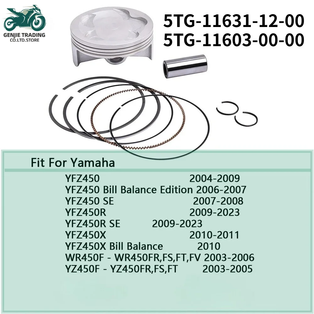 Motorcycle Engine Piston Rings Bore 95mm Bore For Yamaha YFZ450 YFZ450R YFZ450X 04-2023 WR450F 2003-2015 YZ450F 5TG-11631-12-00