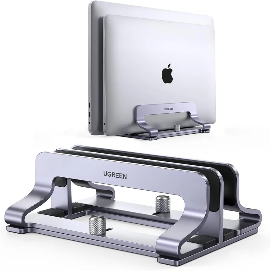 

2Slot Vertical Laptop Stand Holder Desk Compatible with Book Pro Air Laptop Stand Desktop Adjustable Lenovo Ideapad Surface Boo