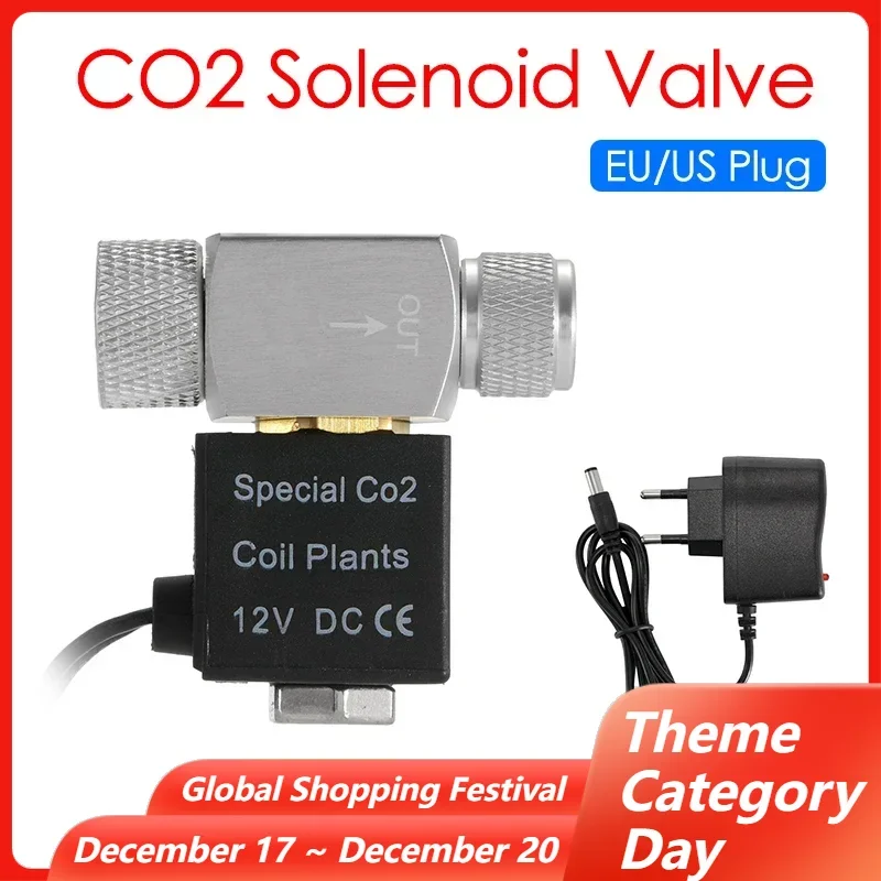 Aluminum Alloy CO2 Solenoid Valve Regulator Electric Low Temperature Magnetic Valve For Fish Tank Aquarium Accessories DC12V