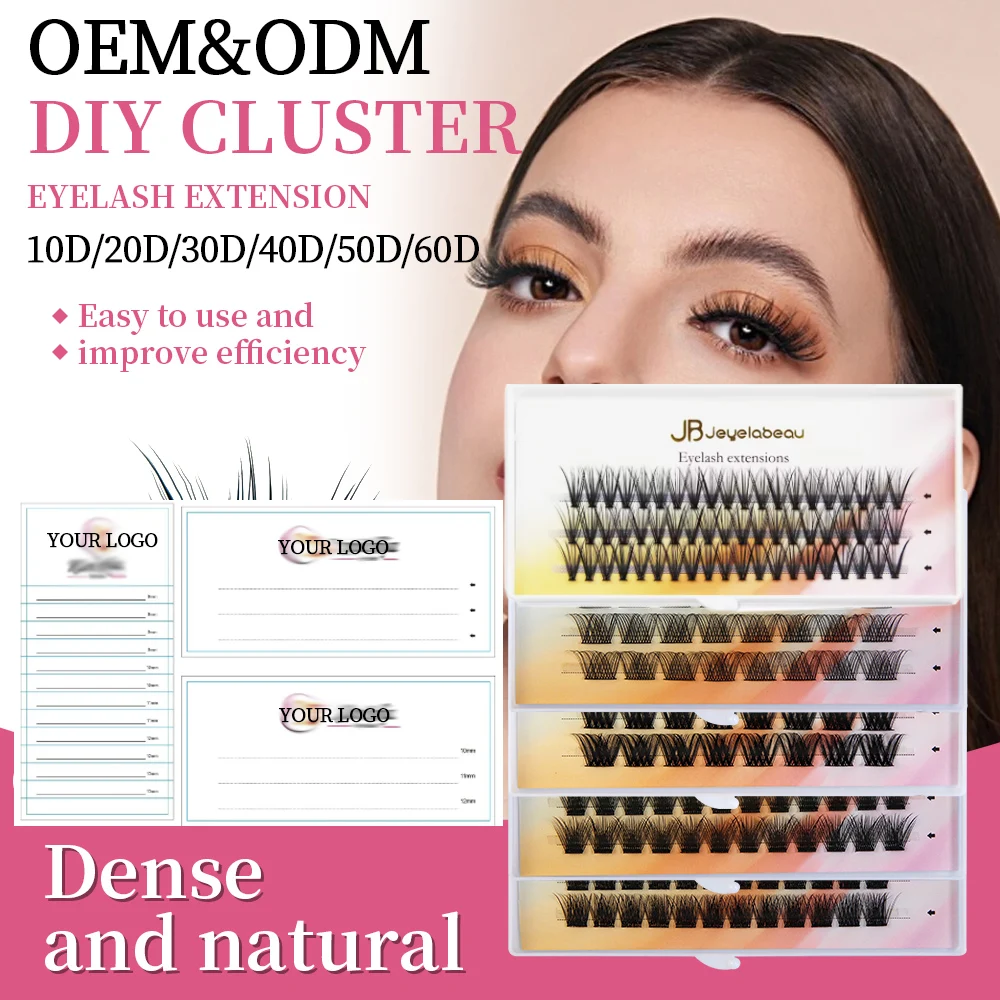 Ciglia a grappolo fai-da-te 10/20/30/40/50/60D Personalizza ciglia Design logo privato Estensioni ciglia individuali OEM e ODM all'ingrosso