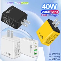 40W USB Charger QC3.0 PD30W Fast Charging 4 Ports Quick Phone Charger For iPhone 15 14 13 Pro Max Xiaomi Samsung