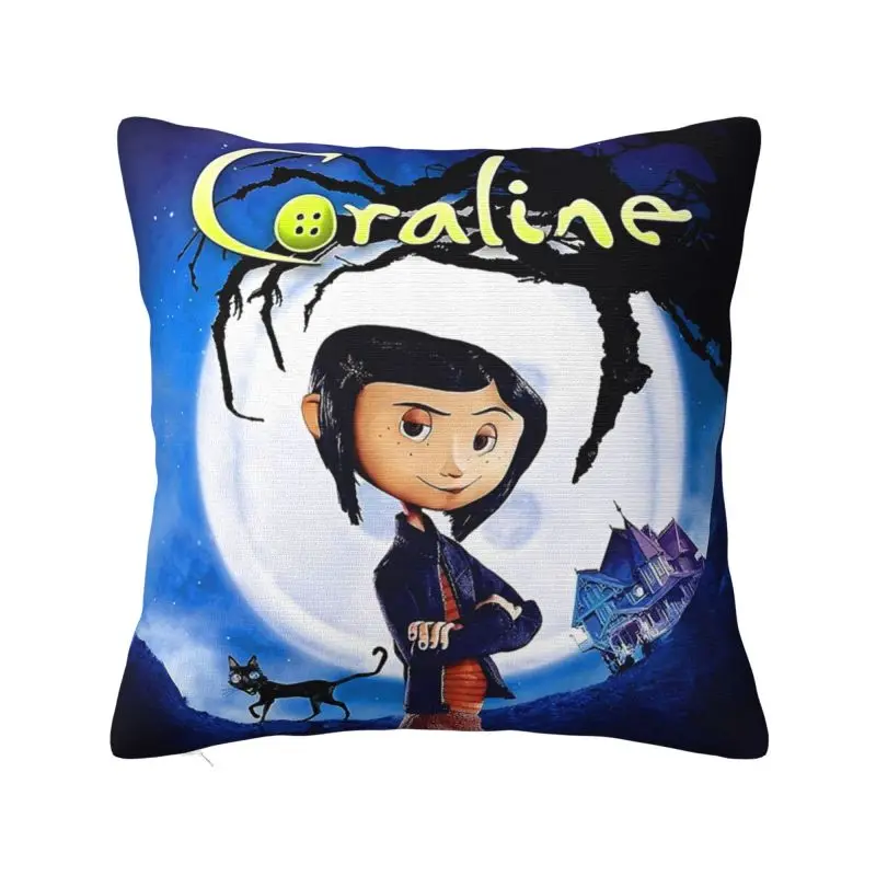 

Luxury Halloween Coraline Horror Movie Cushion Cover 45*45 cm Soft Throw Pillow Case Home Decor Bedding Sofa Pillowcase