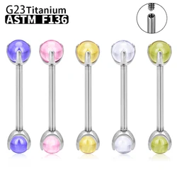 G23 Titanium Earrings ASTM F136 Piercing Ear Helix Tragus Cartilage Lips For Women CrystalI internal Thread Tongue Studs