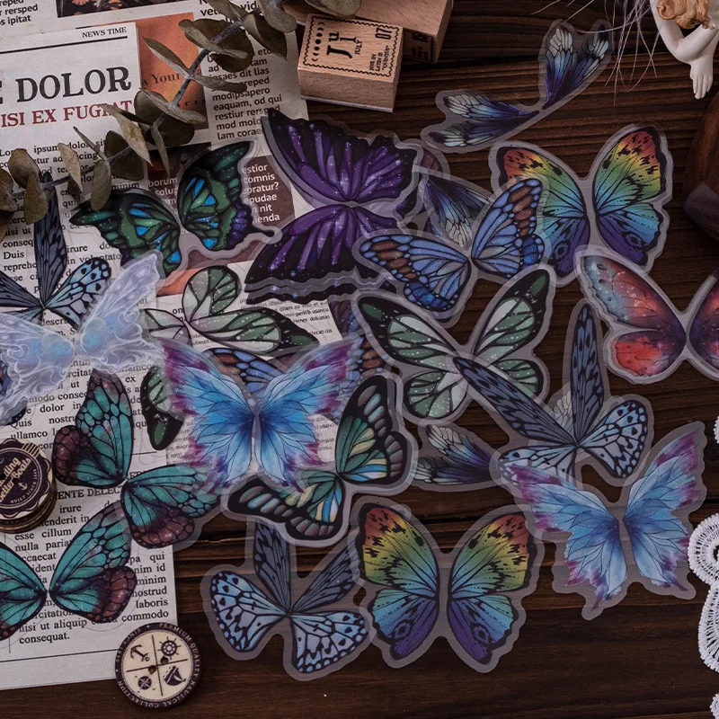 45pcs Wings Collector Decorative Stickers Vintage Feather Butterfly Craft Sticker Scrapbooking Label Diary Cup Journal Planner