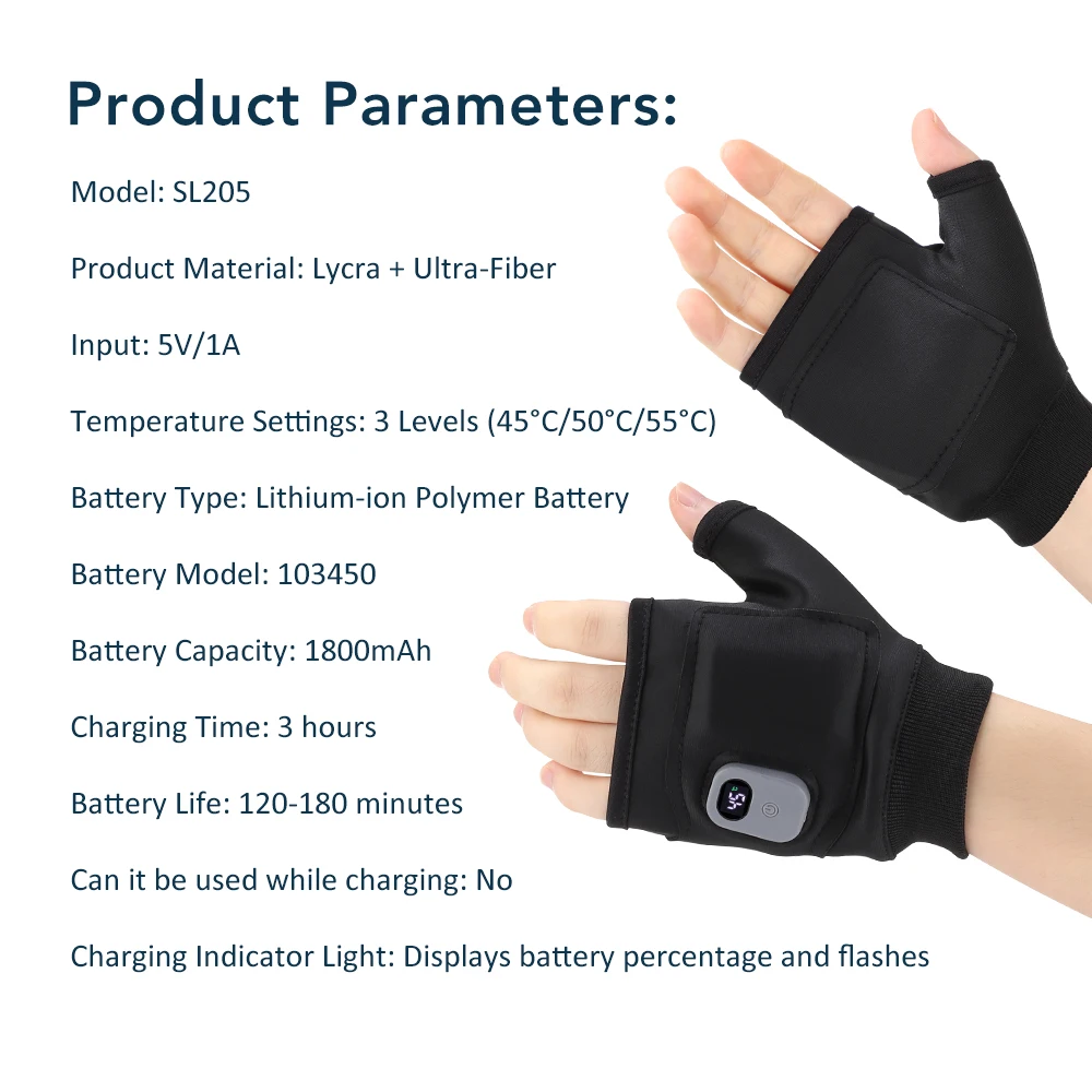 Rechargeable 3 Levels Heating Hand Warmer Thermal Gloves Electric Heated Gloves Winter Warm Outdoor Riding Skiing Mitten