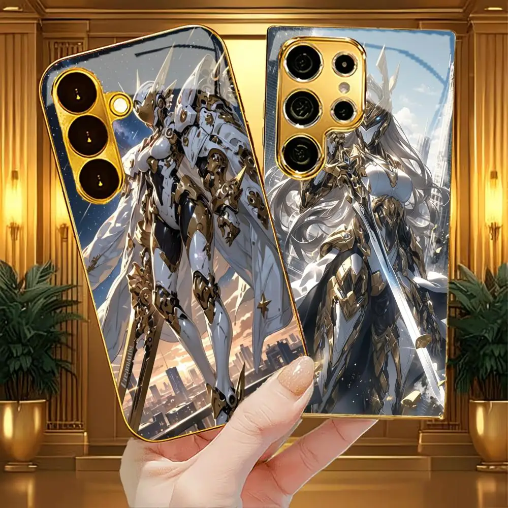 New Electroplated Gold Phone Cases For Samsung Galaxy S26/S25 Edge/S24/S23 FE Ultra Featuring GoldMech Cyberpunk Mecha Design
