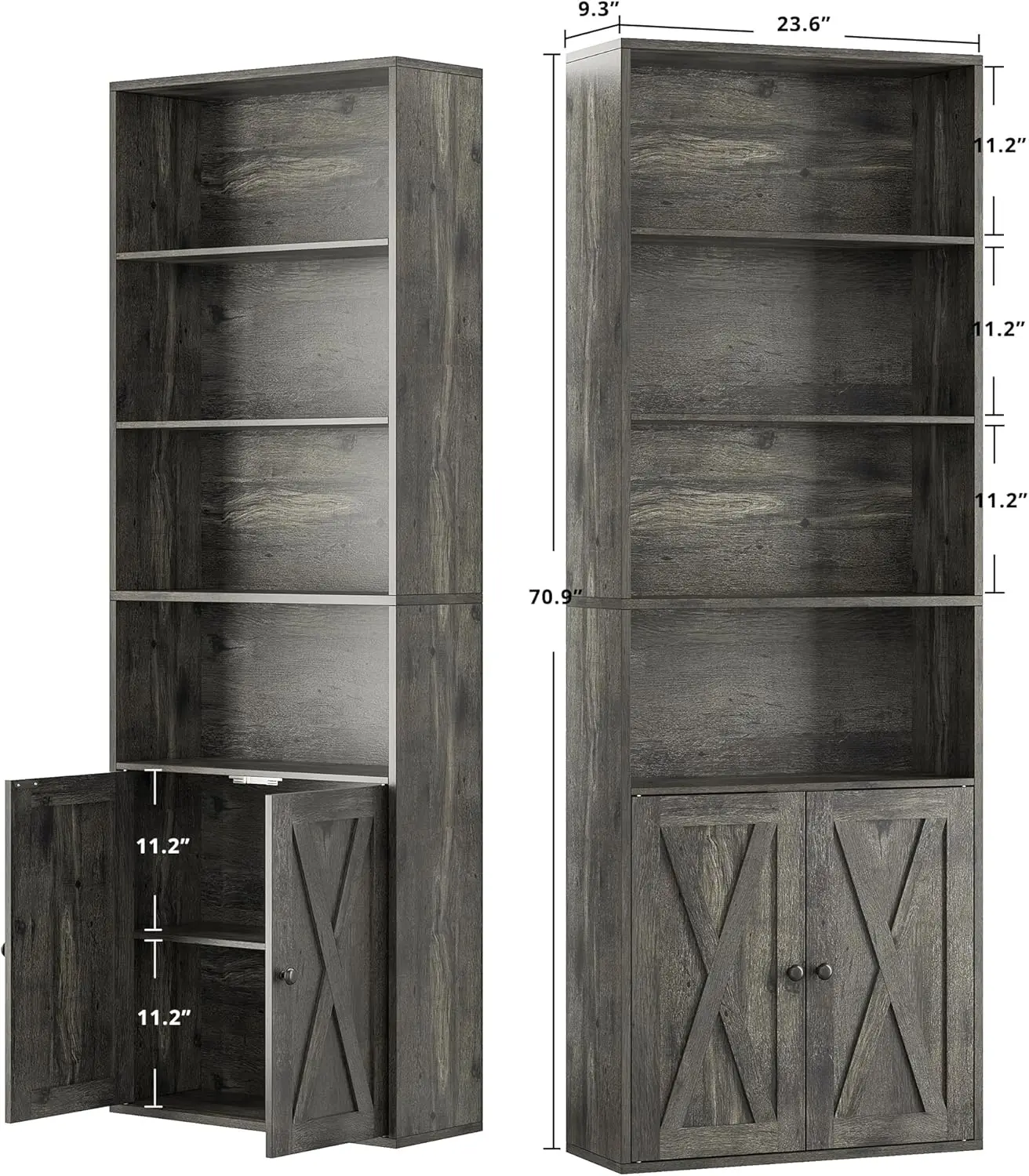 Ijzeren Industriële Boekenplanken En Boekenkasten Met Deuren Set Van 2 Vloer 6 Plank Display Opbergplanken 70 In Hoge Bookca