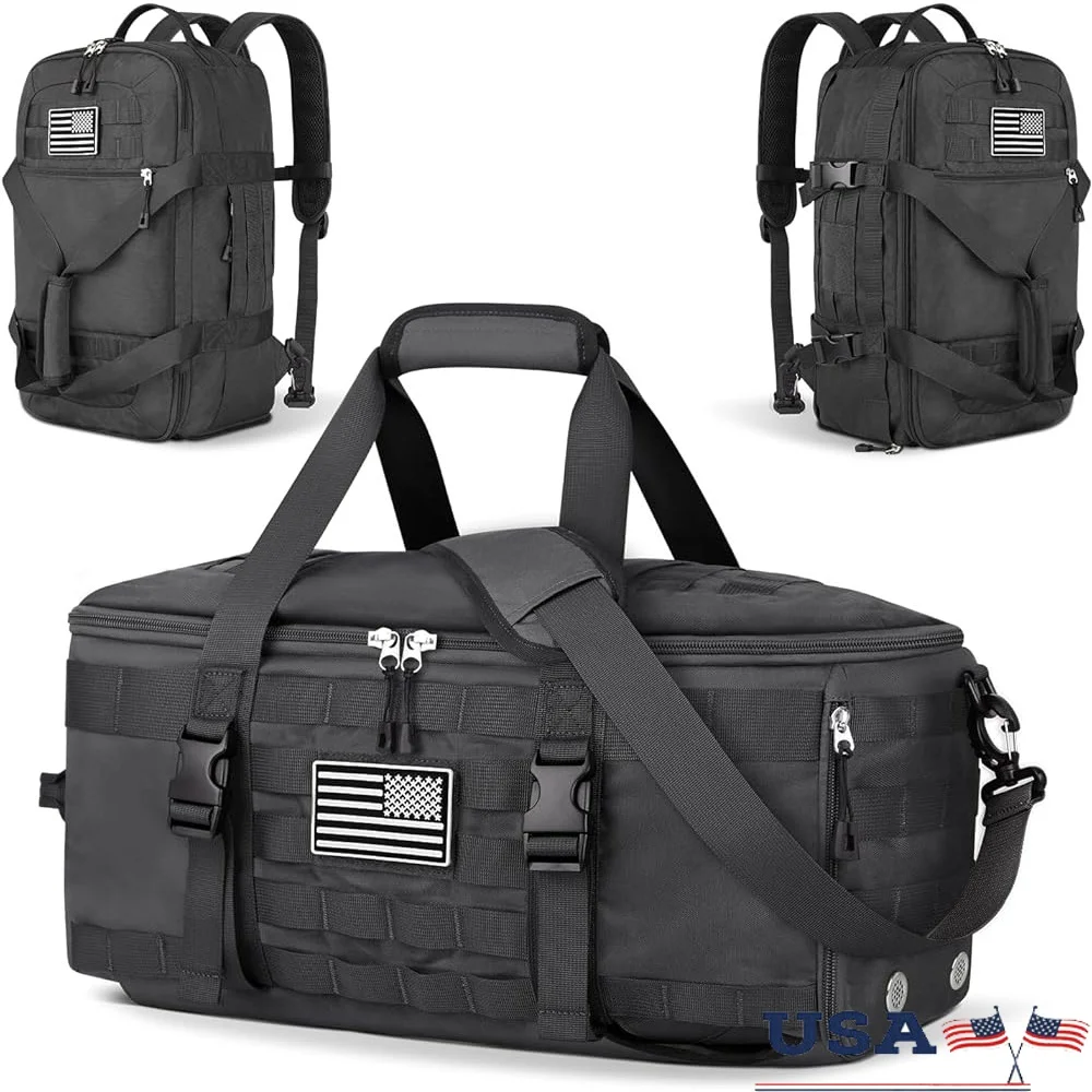 

3 in 1 Tactical Gym Bag Waterproof Duffle Backpack with Shoe Compartment Multi Pocket Travel Carry On Bag Outdoor Sports