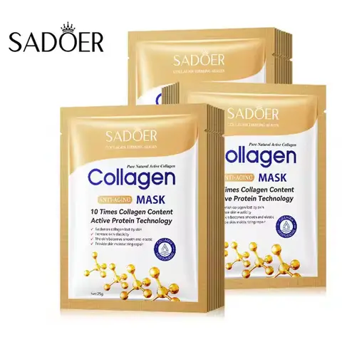5/10/20/30 pièces Masque facial au collagène SADOER, raffermissant, hydratant, réparateur, éclaircissant, masque en tissu pour le visage, soins de la peau
