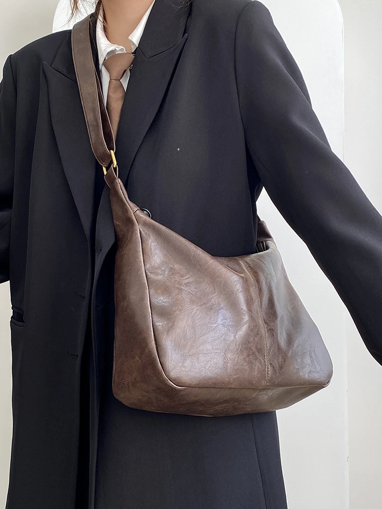 

Brown Crossbody Bag for Students Soft Leather Zipper Square Shape All Match Shoulder Bag for Women Nice Quality Vintage Style