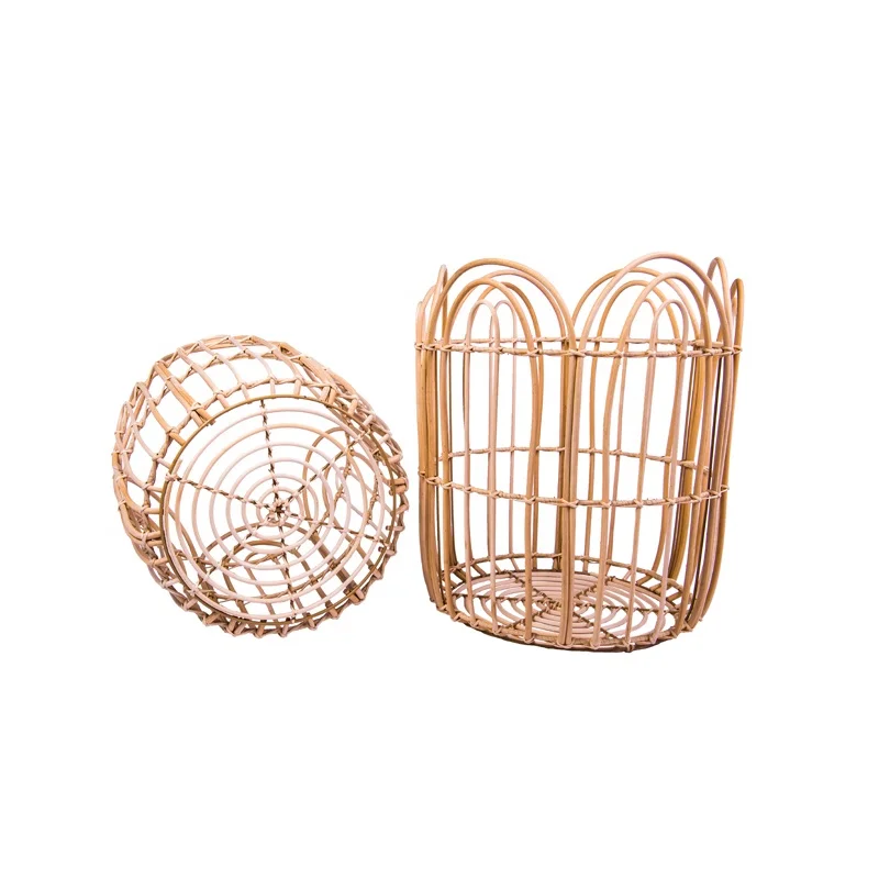 Handmade Eco-friendly Round Rattan Laundry Basket Natural Material Bedroom Bathroom Dirty Clothes Organizer storage bag baskets