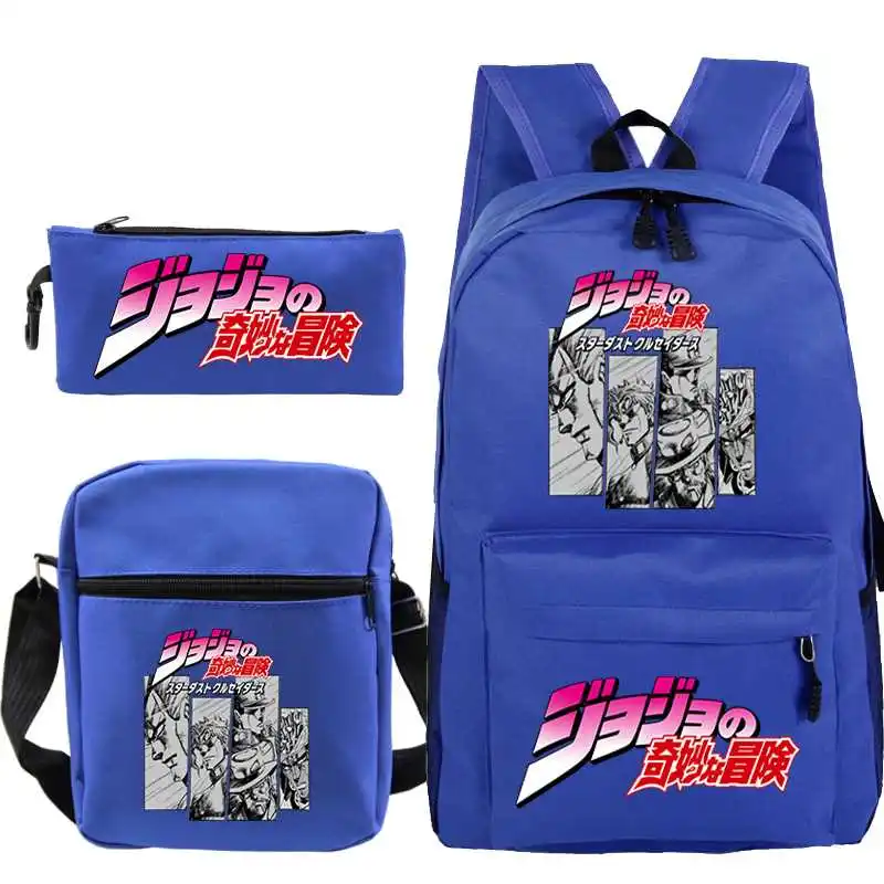 Fashion 3 Set Backpacks Anime Jojo Bizarre Adventure Print Backpack Women Men Book Bag Teenage Jojo Bizarre Adventure Schoolbag