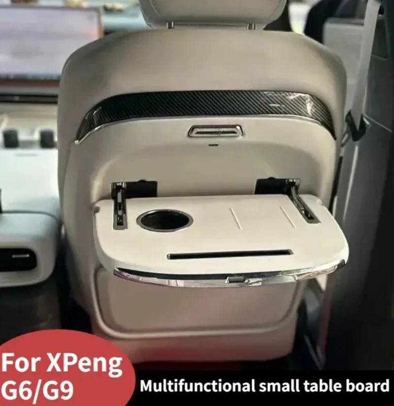 Electric Foldable Seat Back Laptop Tray Table With Ambient Light Wireless Charger For Xpeng G6 G9 Car Aftermarket Parts