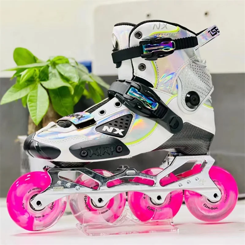 Rock Type Professional Carbon Fiber Skates Shoes for FSK Slalom Slide Skating 72 76 80 85A Wheel 219 231 243 Alloy Base 27 to 47