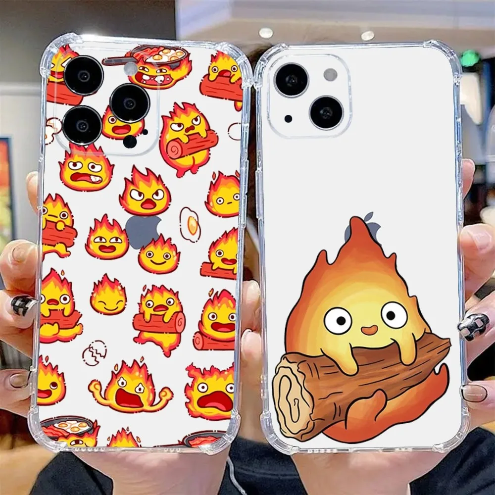 

Cute fire C-CalciferS Phone Case For iPhone 16,15,14,13,12,11 Plus,Pro,Max,XR,XS,X,7,8 Plus,SE,Mini Transparent Silicone Soft