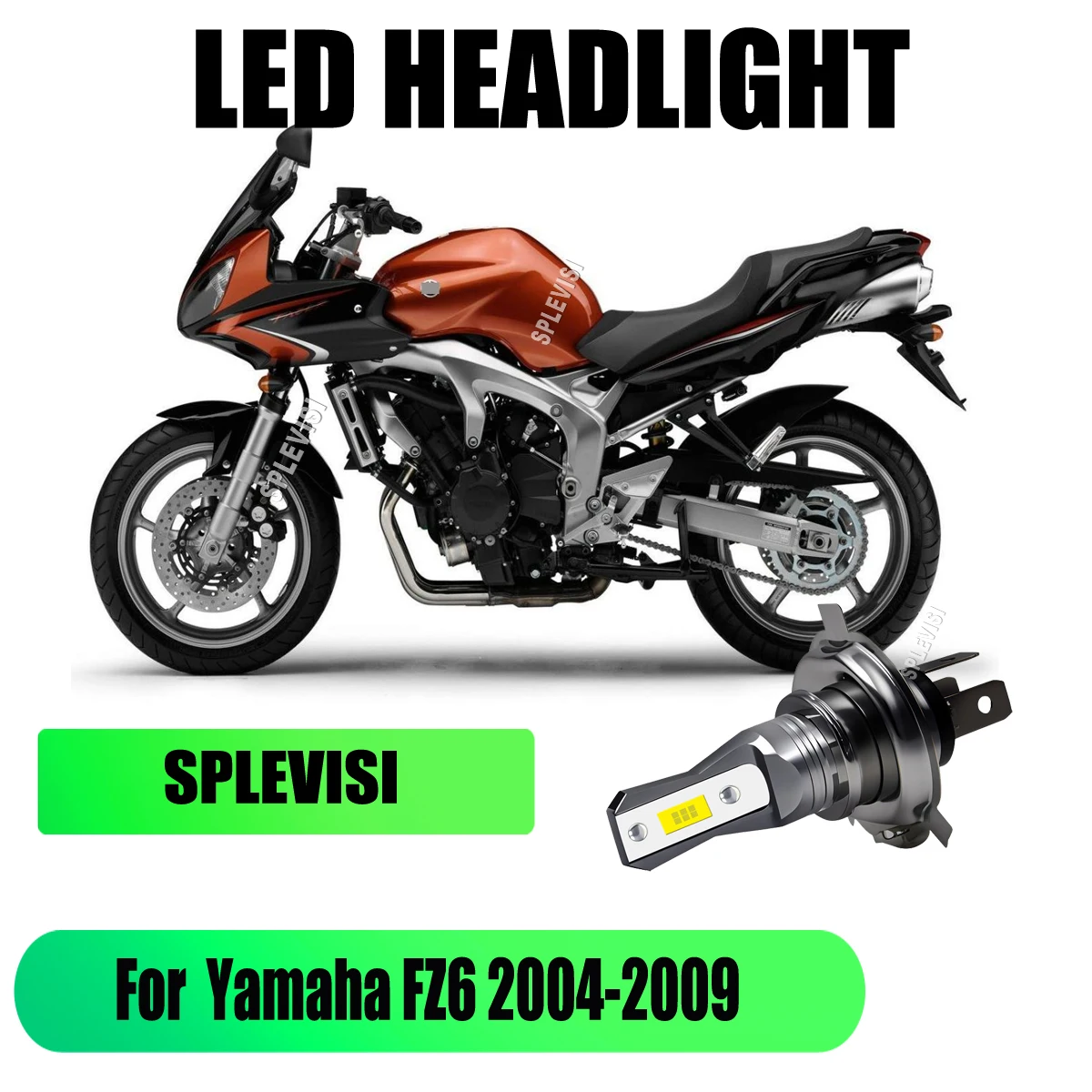 

Motorcycle LED Headlight Bulb 12V 45W - Reliable Replacement Headlight Assembly For Yamaha FZ6 2004 2005 2006 2007 2008 2009