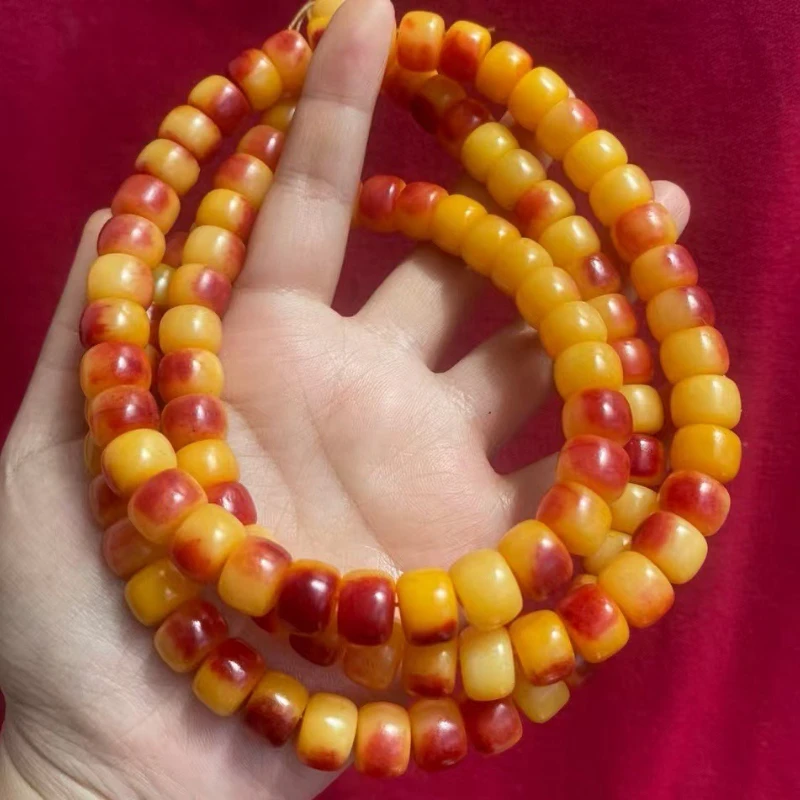 Bull Bone Half Blood 108 Barrel Beads Apple Orchard Bead Plate Play Hand String Bracelet Cultural and Fashion Accessories