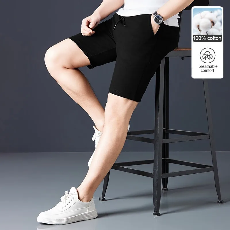 Top Quality 100% Cotton New Summer Brand Korean Casual Shorts Fashion Men Drawstring Street Slim Trousers Sports Men Clothing